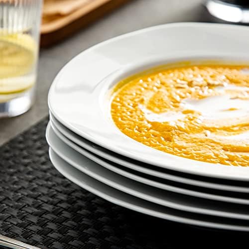 MALACASA, Series Elisa, 6-Piece 8.5" Soup Plates Pasta Plates Round Porcelain China Deep Dinner Plates (21.5 * 21.5 * 4cm), Service for 6