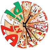 LALADEFIEE Orologio da Parete Rotondo Silenzioso 12 Pollici Motivo Pizza per Camera da Letto Soggiorno Ufficio Decorazione