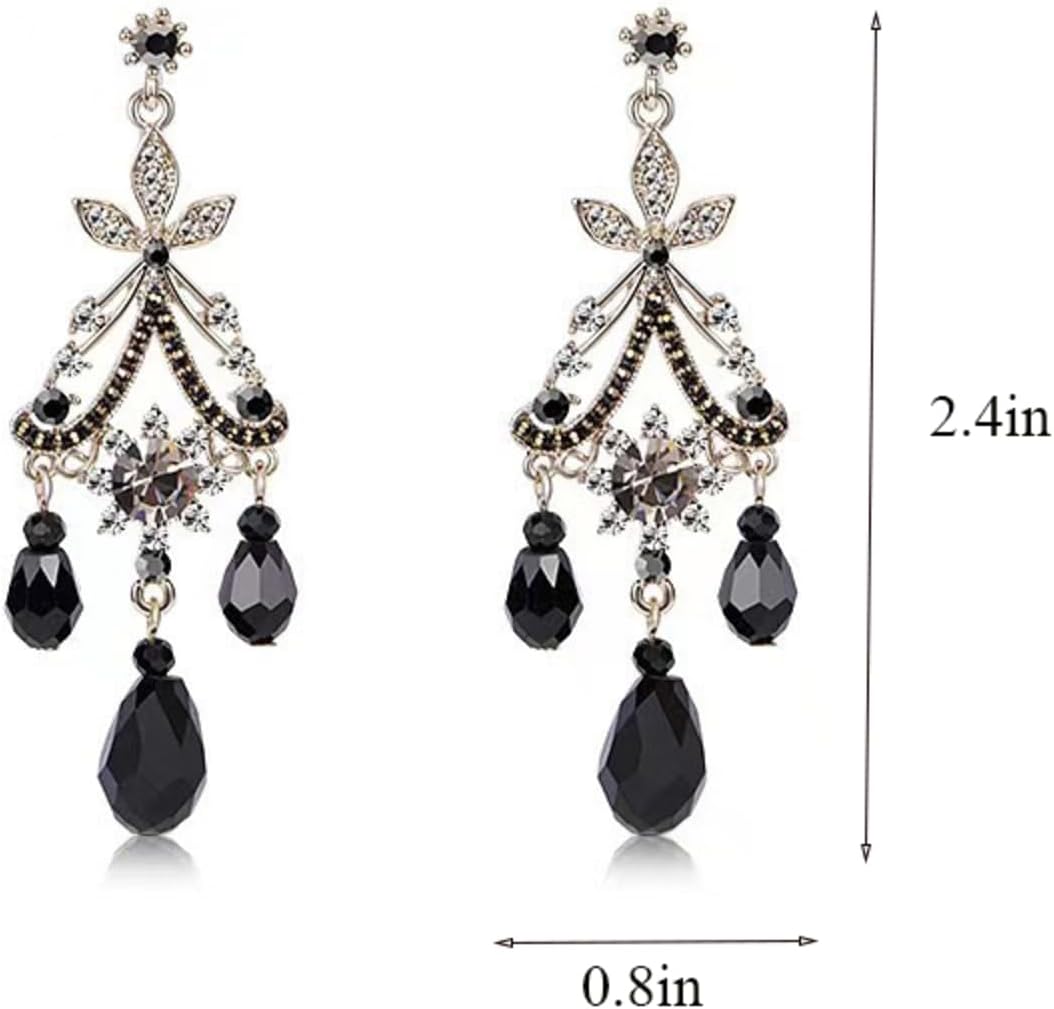 Vintage Chandelier Dangle Earrings for Women Gothic Black Halloween Earrings Goth Chandelier Drop Earrings Trendy Elegant Jewelry Accessories - Image 3