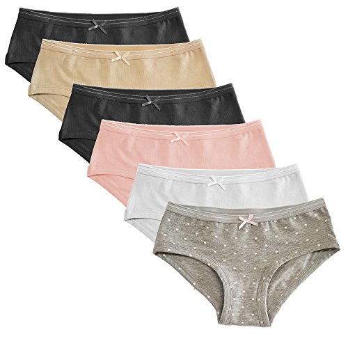 Popular Girls Underwear Hipster Panty - Soft Cotton Panties Underwear for Girls & Teen 6pk Neutrals M