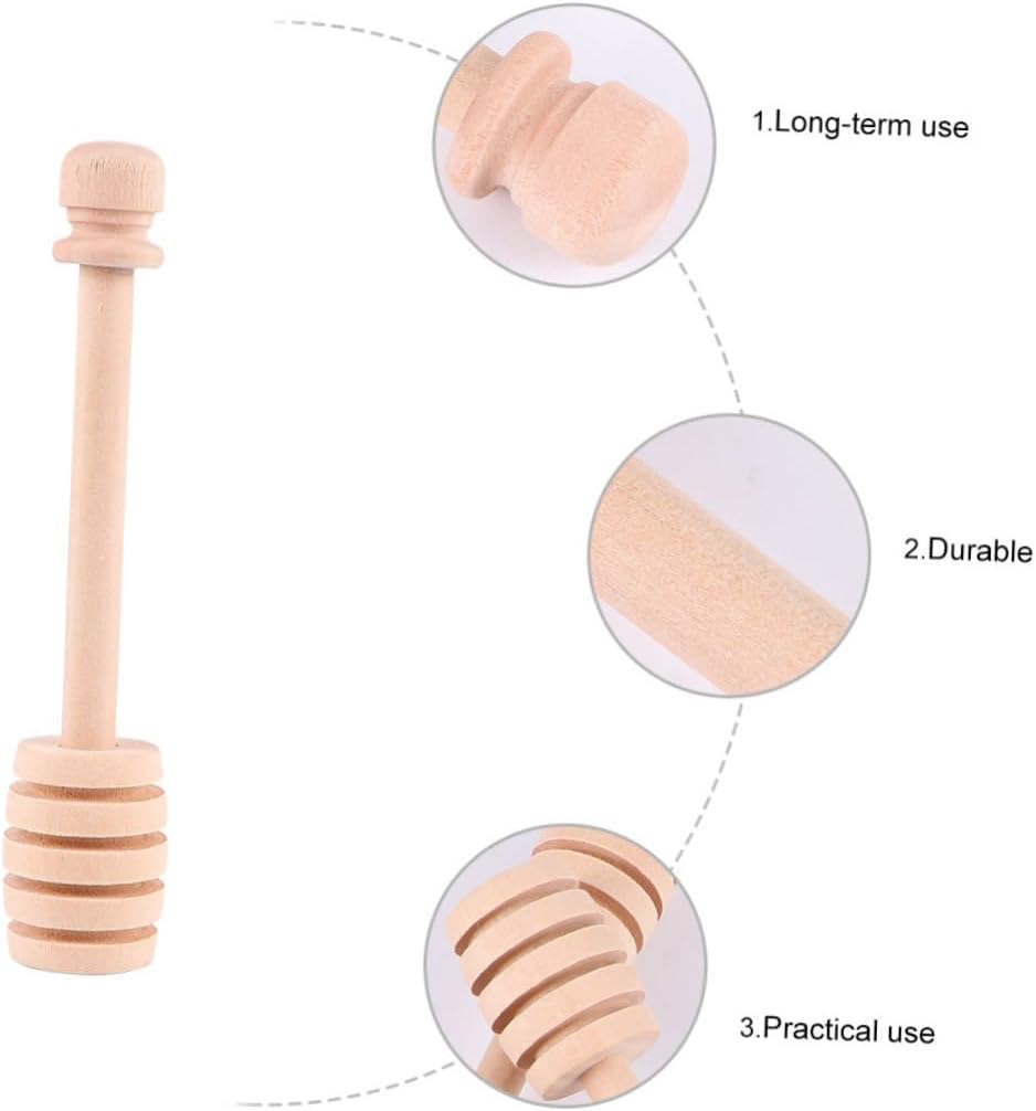 24pcs Wooden Honey Dippers Stirrer Sticks Syrup Stirrer for Honey Pot Easy Clean Multi-purpose