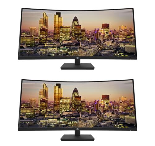 Image of HP P34HC G4 Curved 34 inch 3440 x 1440 2K WQHD LCD Monitor 2-Pack Bundle with Built-in Speakers