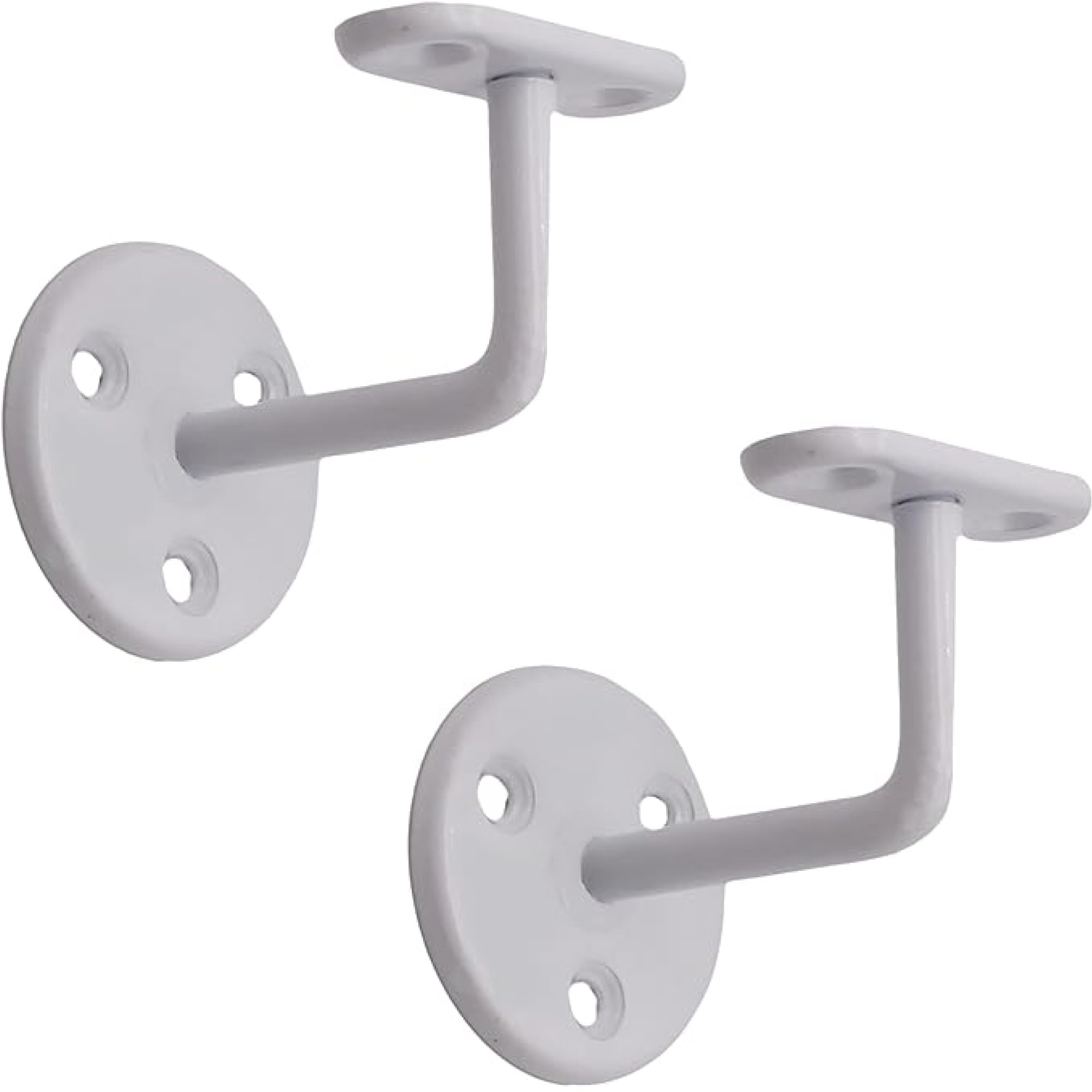 White Handrail Brackets for Stair Bannister Handrail Wood and Steel Handrail - Pack of 2