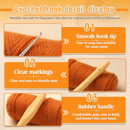 Image of SHWAKK Lace Crochet Hook, 1.5 mm Small Ergonomic Crochet Hook, Tiny Crochet Needles for Arthritic Hands, Knitting Needles with Soft Handle Beginners and Experienced Hobbyists