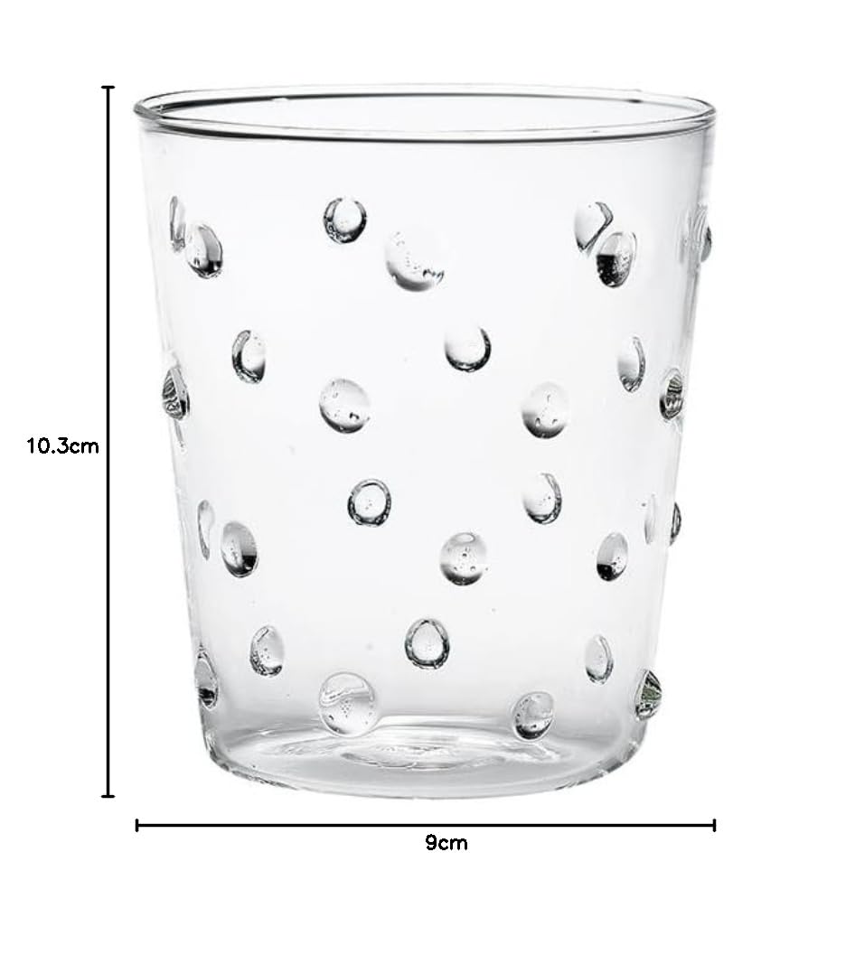 Zafferano Juego de vasos de cristal de borosilicato en diseño de lunares (transparente)