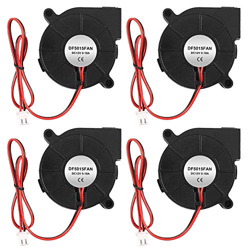 ALMOCN Ventilador de refrigeración de 4 piezas 5015 con doble rodamiento de bolas, 50 x 50 x 15 mm, 0,17 A, turbo ventilador frío para impresora 3D, 12 V