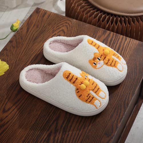 Image of Highland Cow Slippers for Women Plush Scottish Highland Cow Animal Slippers Warm Non Slip Home Indoor Slippers