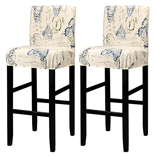 Image of Lellen Bar Stool Covers Set of 4- Jacquard Bar Stool Chair Cover with Backs,Barstool Covers Slipcovers,Stretch Barstool Seat Covers,Chair Protector Covers for Kitchen Dining Room Counter Island