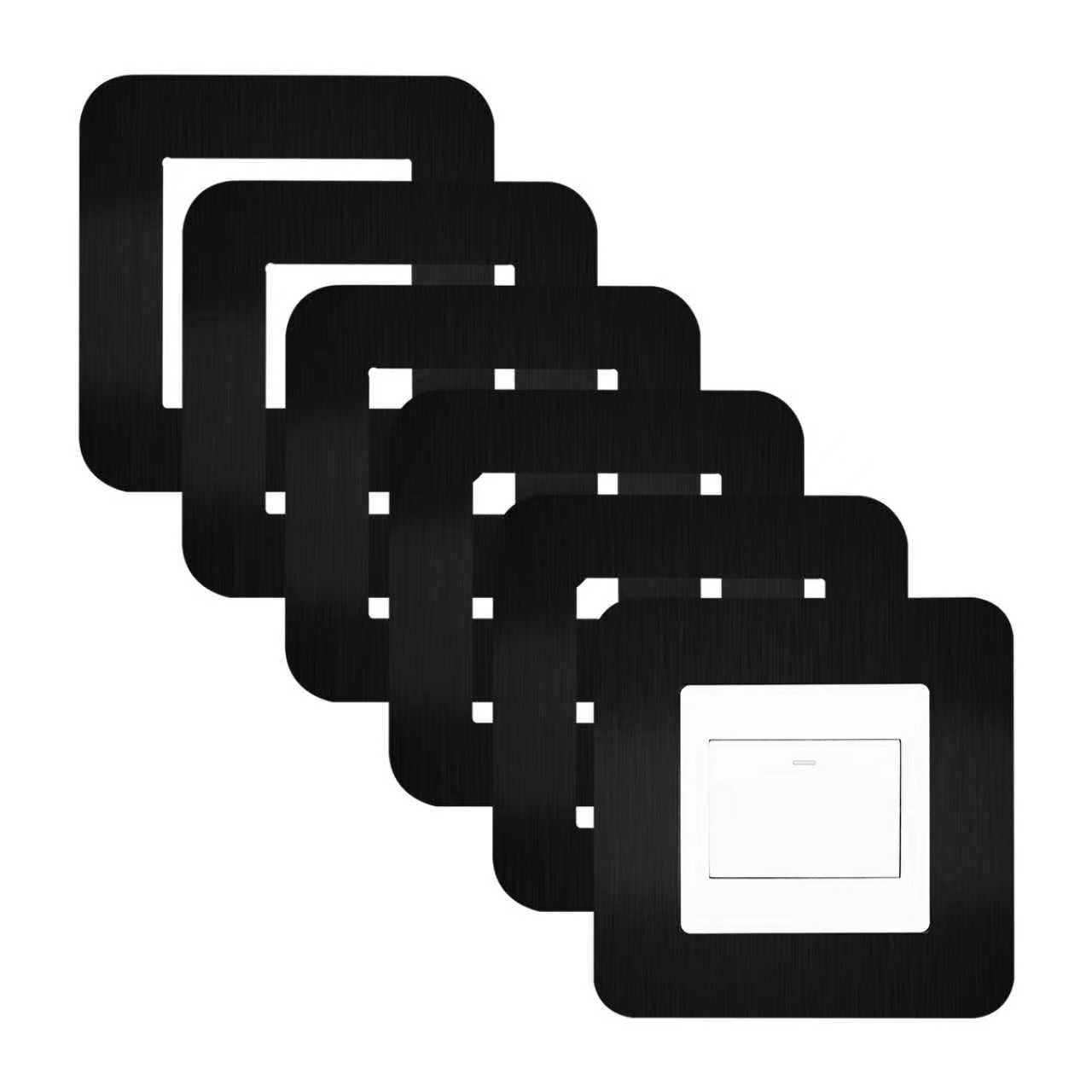 JJWNMLL Light Switch Cover Plates,6Pcs Black 3.38Inch Light Switch Surround,Surround Single Light Switch Cover,Switch Sticker Cover,WallFor Home Wall Switch Decoration — image 1