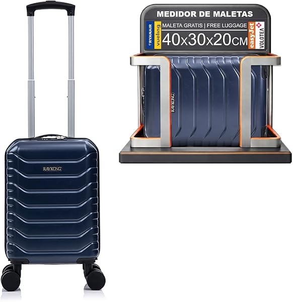 RAYKONG Maleta de Cabina ABS 40x30x20(24L)|Capacidad Maxima| Equipaje de Mano con Ruedas Desmontables para Ryanair | Vueling | EasyJet - AzulMarino - 1