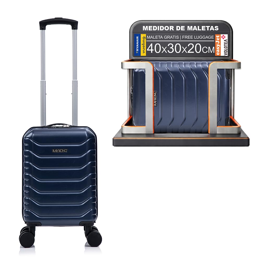RAYKONG Maleta de Cabina ABS 40x30x20(24L)|Capacidad Maxima| Equipaje de Mano con Ruedas Desmontables para Ryanair | Vueling | EasyJet - AzulMarino - 1