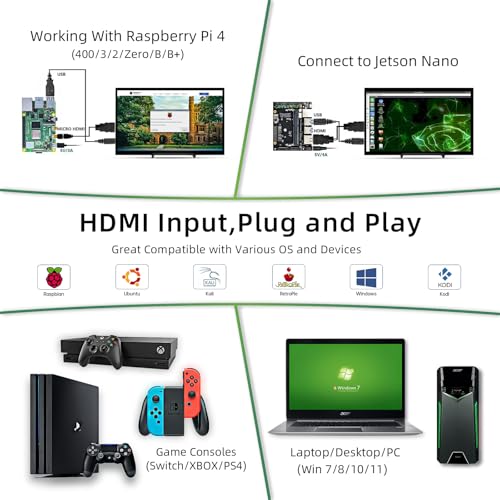 Image of HAMTYSAN Raspberry Pi Screen 10.1'' HDMI Monitor 1024x600 IPS LCD Display 16:9 Laptop External Monitor for Raspberry Pi 5 /4 /3 Win 11 /10 /8 /7, Non-Touch, Free-Driver
