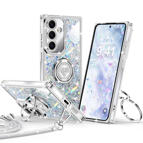 Coque Antichoc Paillettes Galaxy S24 Ultra Anti-Chute avec Cordon Argent