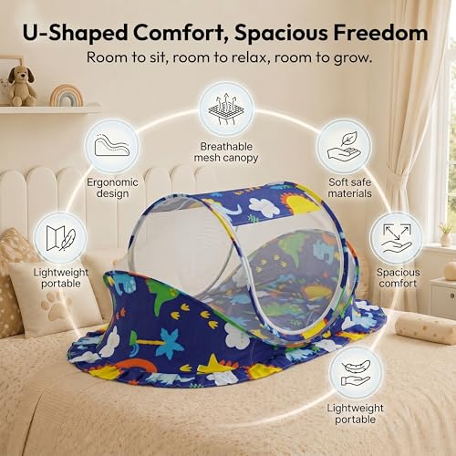 Image of StarAndDaisy Baby Mosquito net for Baby 0-12 Months with Mattress & Head Pillow for Infants, Toddlers Safe Baby, Breathable mesh-Mosquito Net for Baby's Peaceful Sleep.