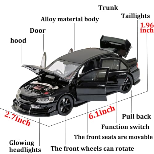 Modelo escala 1:32 Coche Lancer Evolution IX negro miniatura 5