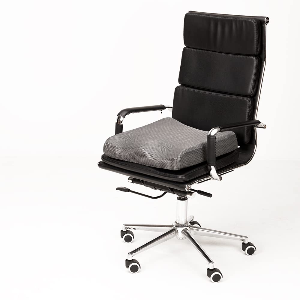 DECASATEXTIL®-Cojín antiescaras de núcleo viscoelástico - Alivia la presión del coxis y previene úlceras por presión en sillas de Ruedas, oficinas y Coches. Diseño ergonómico y Funda Lavable.