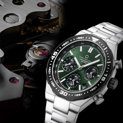 Carlington Nitro Chronograph Men’s Watch, Silver Silver Green - Image 4