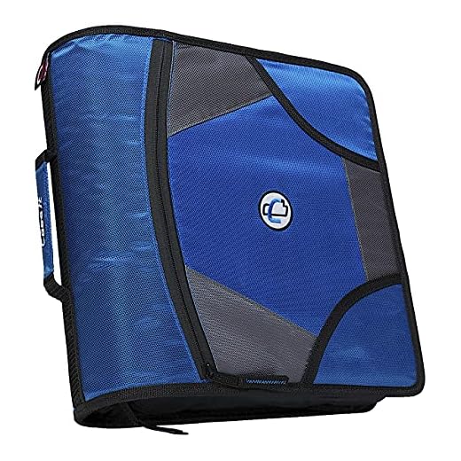 Case-it Zipper Binder with 5 Tab Files, D-Ring, 4 Inches, Blue