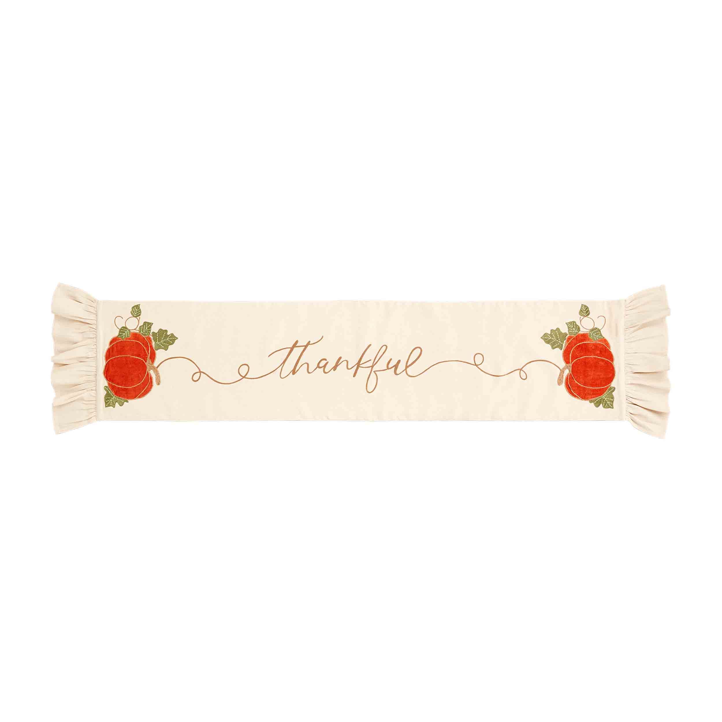 Chemin de table en velours Mud Pie orné de citrouilles crème pour décoration haut de gamme