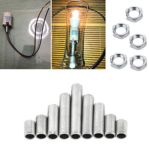 Image of Lamp Pipe Nipple Kit, Including M10 70 mm /2.8 inch Length Nipples and M10 Nut Thickness 3mm / 0.12 inch, Zinc-Plated, 10 Pack