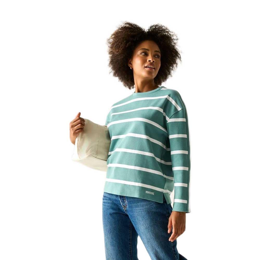 Regatta Women's Avira Stripe Crew Neck Sweater in Mint | Size: 16