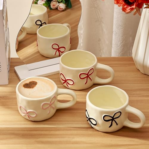 Taza de cerámica roja Koythin Coquette Bow 8.5 oz miniatura 3