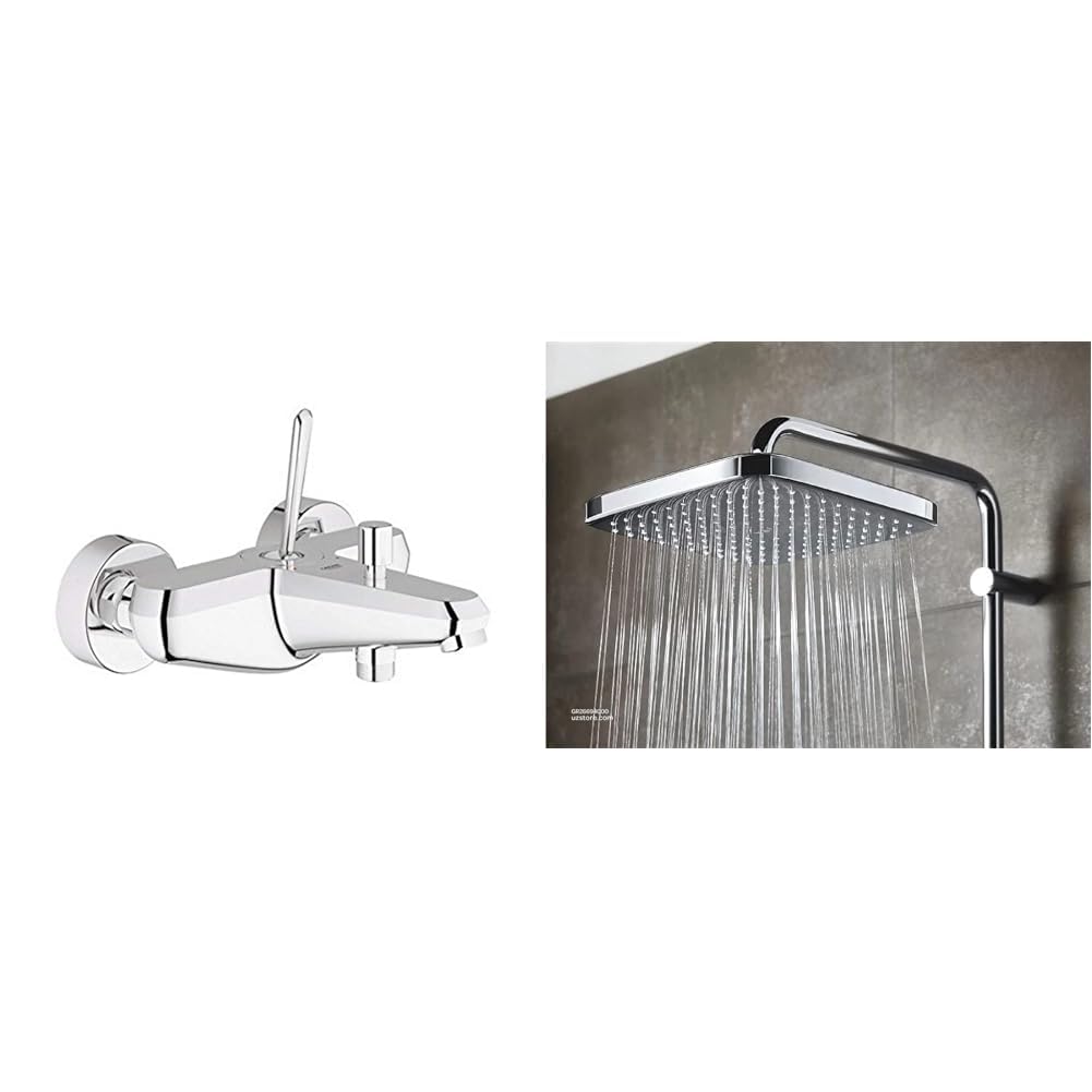 Grohe Eurodisc Joy Tek Kumandalı Banyo Bataryası + Tempesta System 250 Kare Duvara Monte Duş Sistemi Seti