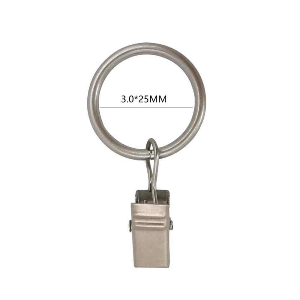 Lot de 100 pinces à rideaux avec anneaux, anneaux de rideaux de 25 mm avec clips de diamètre interne, pour fenêtres, salle de bain, cuisine à domicile -Fog silver_3.0*25 diamètre intérieur (Fog Silv