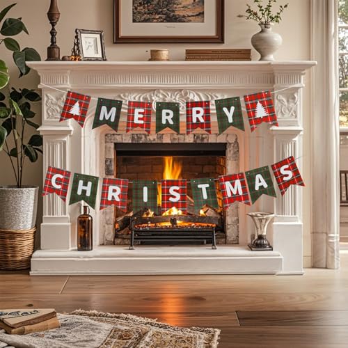 2 Stück Weihnachtsgirlande Banner - Weihnachtsdeko mit Santa,...