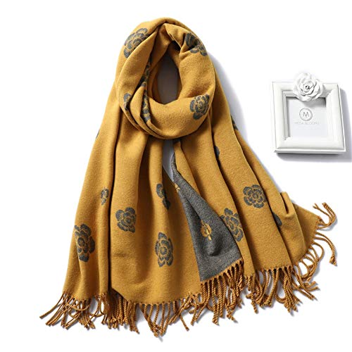 RWRAPS Lati Cashmere Sciarpe Donna Nuova Sciarpa Invernale Scialli Alti e Stole Nappe Floreali (Colore : A) (C)