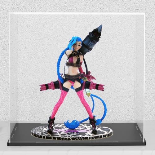 Image of Qzix Premium Clear Acrylic Display Showcase Box with Black Base | Dust-Resistant Transparent Display Case for Action Figures, Collectible Toys & Memorabilia Storage (9x9x9 Inch)