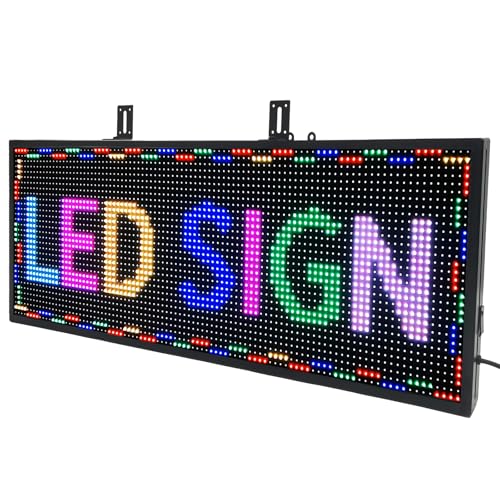 Image of P10 Outdoor /Indoor Programmable LED Sign, 4000CD /㎡ High Brightness Scrolling Display, WiFi Control, Customizable Message Board for Business Advertising, Restaurants, Stores, Bars 40 inchx14 inch