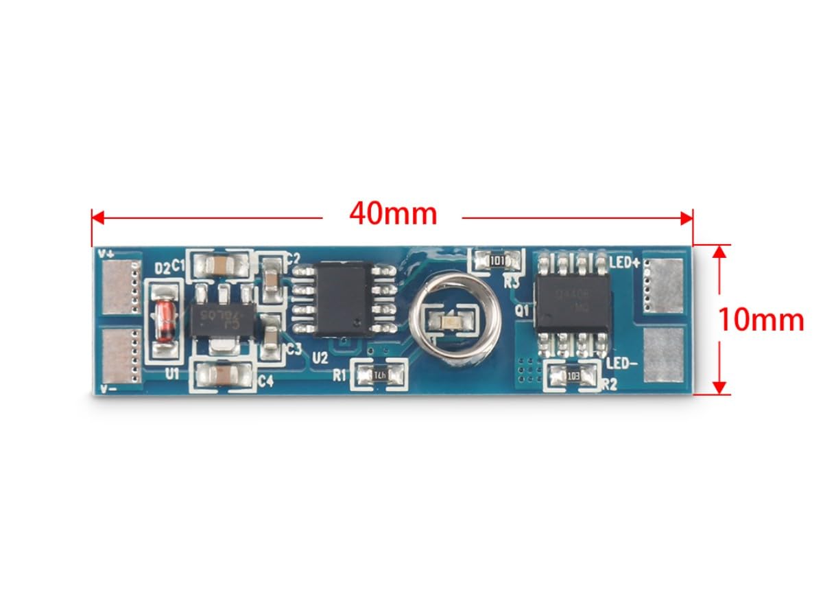 ZOREI Dimmer Touch LED para perfil de aluminio, con memoria incluso después de corte de corriente, 12 V, 24 V, 4 A, tamaño 40 x 10 x 2 mm (2)