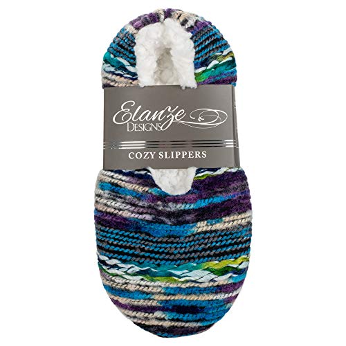 Elanze Designs Yarn Craft Blend Womens Plush Lined Cozy Non Slip Indoor Soft Slippers4