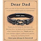 Shuxin Father Day Gifts for Dad, Best Daddy Birthday Gifts from Daughter Son, Leather Bracelet Jewellery Presents for Christmas Valentines Day