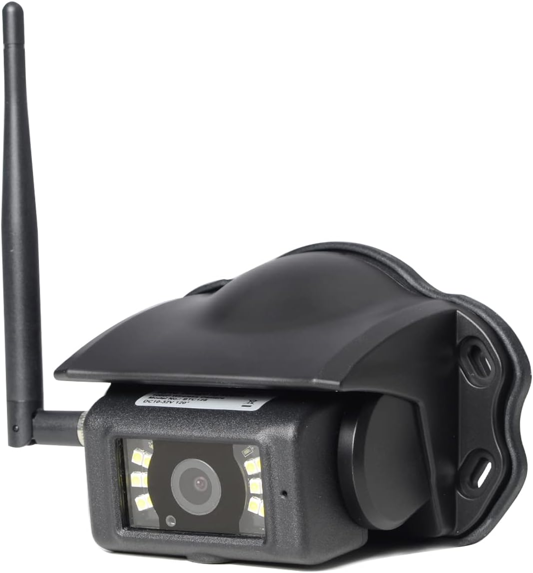 Angled view of the Haloview BTC128 camera showing the housing and antenna.