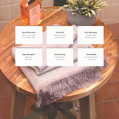 Image of 100% Bamboo Large Bath Towel | Buttery Soft, Ultra-Absorbent, Lightweight, Anti-Microbial, Hypoallergenic, Quick Dry | Suitable for Daily use, Travel, Gym, Swimming (Plum)