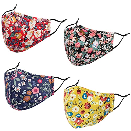 Honyao Cloth Face Mask, Reusable And Washable Face Mask Build In Filter Pocket And Nose Wire, Adjustable Lanyards, 3 Layers #TOP7