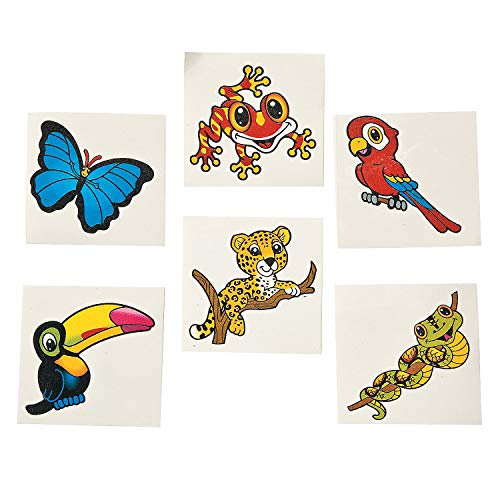 Fun Express RAIN FOREST FRIENDS TATTOOS (6DZ) - Apparel Accessories - VBS Vacation Bible School Supplies/Decor - 72 Pieces