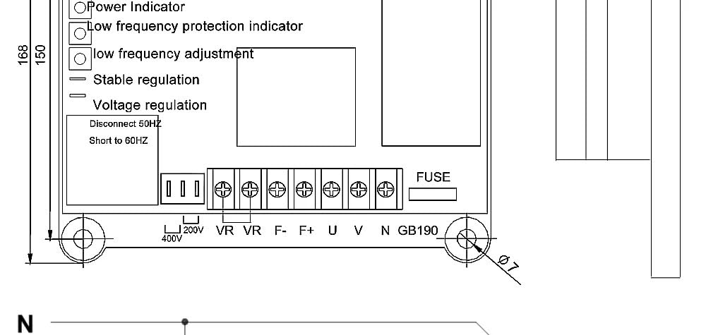 Módulo estabilizador y regulador automático de Voltaje con generador de escobillas de excitación de Onda Completa GB190 AVR 20A