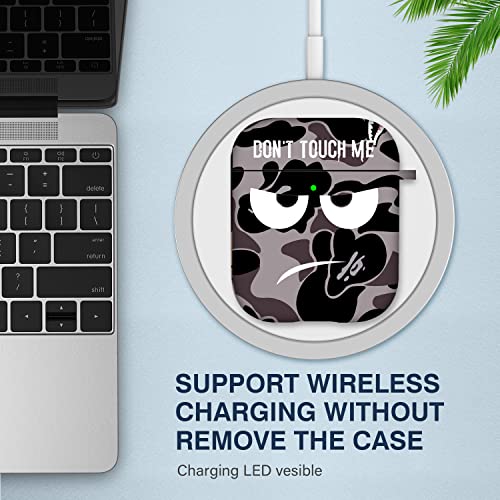 Image of for Airpods Case, Don't Touch Me for Airpods Cover with Keychain /Lanyard Soft Cute Shockproof Cover for Women Men Compatible with for Airpods 2 /1 Charging Case,Grey
