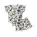 Geagodelia 2 Pezzi Completo Neonato Bambino Estivo Pagliaccetto Manica Corta/Gilet con Stampe Forestali e Animalier +Pantaloncini Tuta Bambino in Cotone Spiaggia Vacanza (Tutina, 12-18 Mesi)