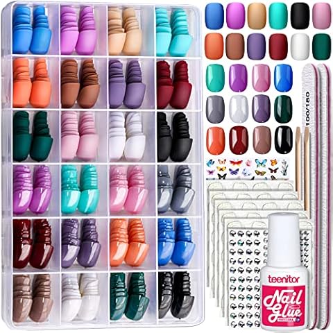 24Pack Short Press On Nails Kit Cover