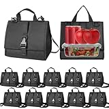 VZZNN 12 Pack Insulated Lunch Bags for Work & School - Thermal Lunch Box for Men Women, Lightweight Cooler Bag with Adjustable Strap for Picnic, Beach (Black)