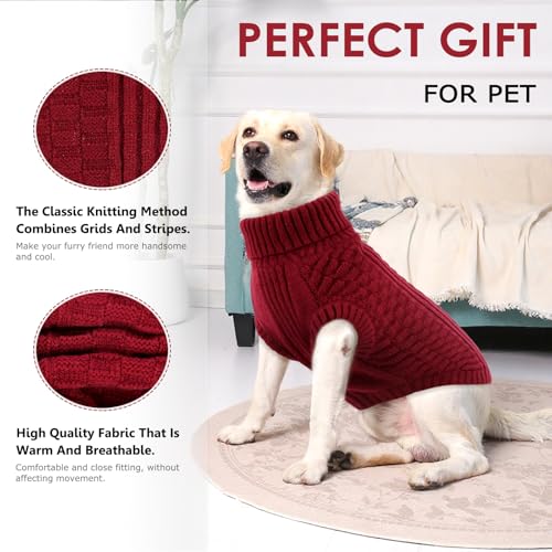 CITÉTOILE Hundepullover – Warme, Ärmellose Strickjacke mit Rollkragen für Kleine & Mittelgroße Hunde | Weiches Fleece, Bequem & Atmungsaktiv | Ideal bei Kälte | Rot, M