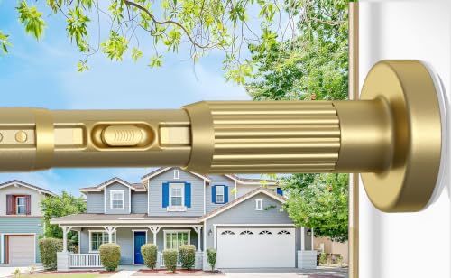 Image of Tension Curtain Rod Gold Shower Rod 40-144IN Long Curtain Rods No Drilling Adjustable Tension Rods of Shower or Bathroom Outdoor Window Patio Diameter 1.26In