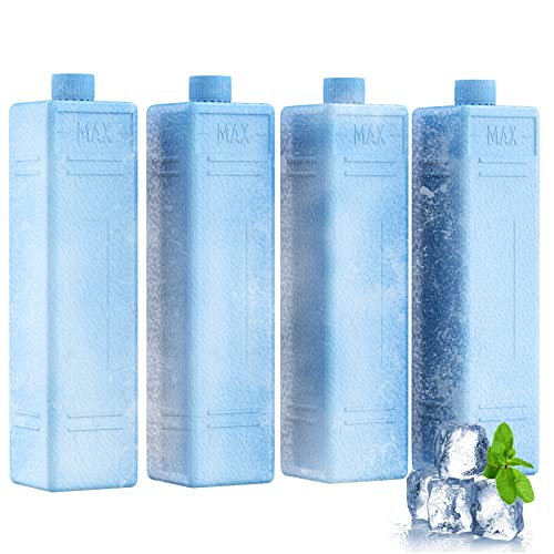 COOLECH Ice Packs for Lunch Boxes, Set of 4, Rapid Freeze & Long Lasting Reusable Ice Packs for Cooler & Lunch Bags, Space-Saving Ice Blocks for Camping, Fishing, Injuries, Picnics, Beach Bag, Blue