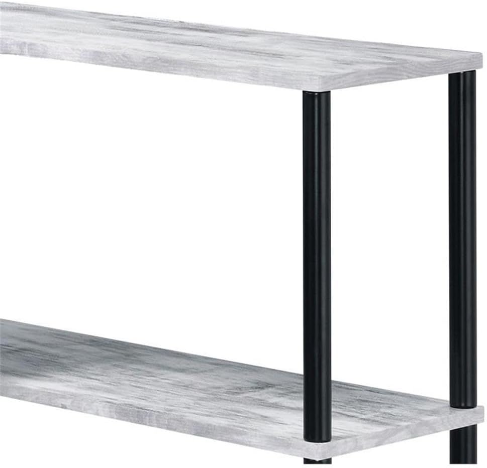Acme Ievi Wooden Top Writing Desk with Bookcase in Antique White and Black