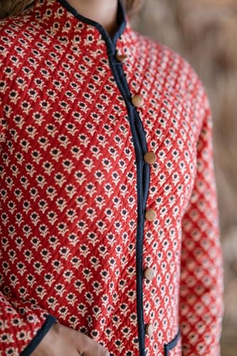 Image of Reversible Jacket for Women | Double Sided Quilted Jacket | Reversible Winter Jacket for Women | Stylish Ethnic Printed Jacket | Warm & Comfortable Casual Outerwear