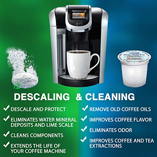 Image of XROM Professional Descaling Kit Compatible with All K-Cup Keurig 2.0 Brewers, Biodegradable, All Natural Ingredients, Full Cycle Cleaning and Descaler Solution for Keurig Coffee Makers
